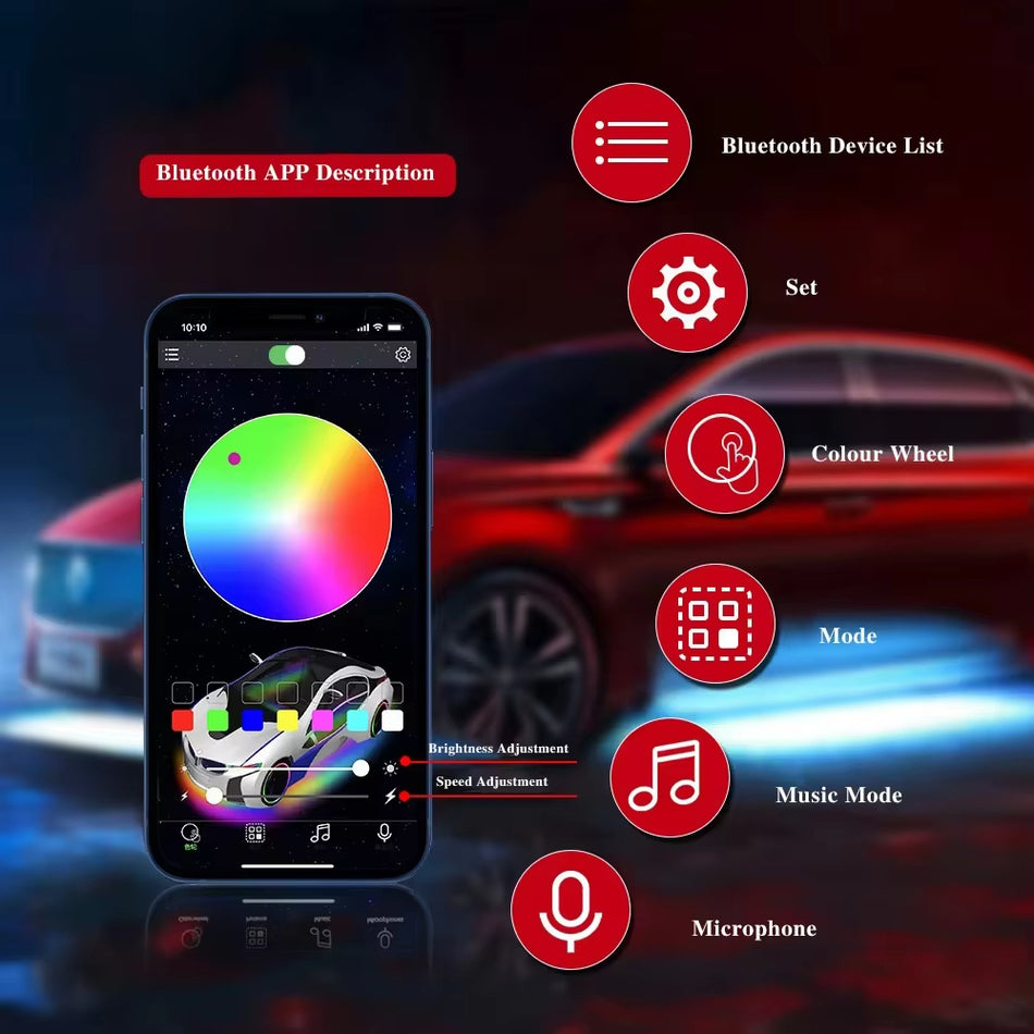 Innenraumbeleuchtung Auto, LED Armaturenbrett Ambientebeleuchtung mit kabelloser APP und USB-Anschluss – Farbwechsel Innenraum-Upgrade für Tesla 2021 2022 2023 Modell 3 / Y
