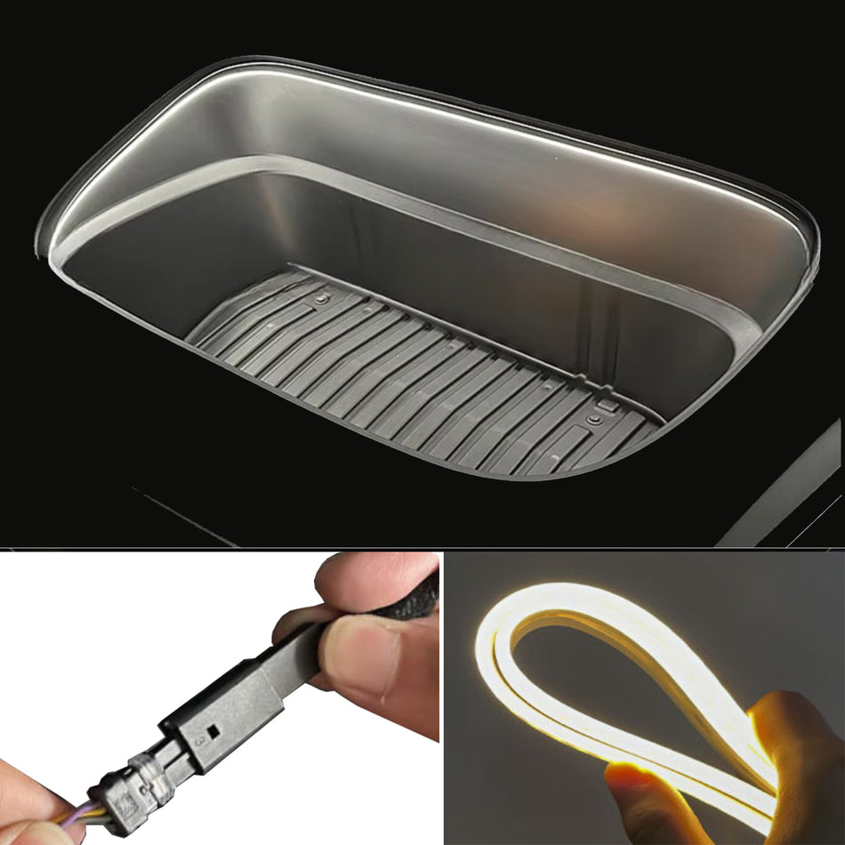 Grundig Frunk LED-Lichtleiste für Tesla Model 3/Y/Highland/S/X, flexible Silikon wasserdichte Innenbeleuchtungsleiste, werkzeugfreie Installation Tesla Frontkofferraum Zubehör Intelligente Ambientebeleuchtung