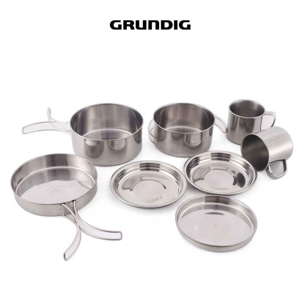 Grundig Backpacking Camping Cookware Mini Picnic Camping Cooking Mess Kit with Pot and Pan Set for Hiking