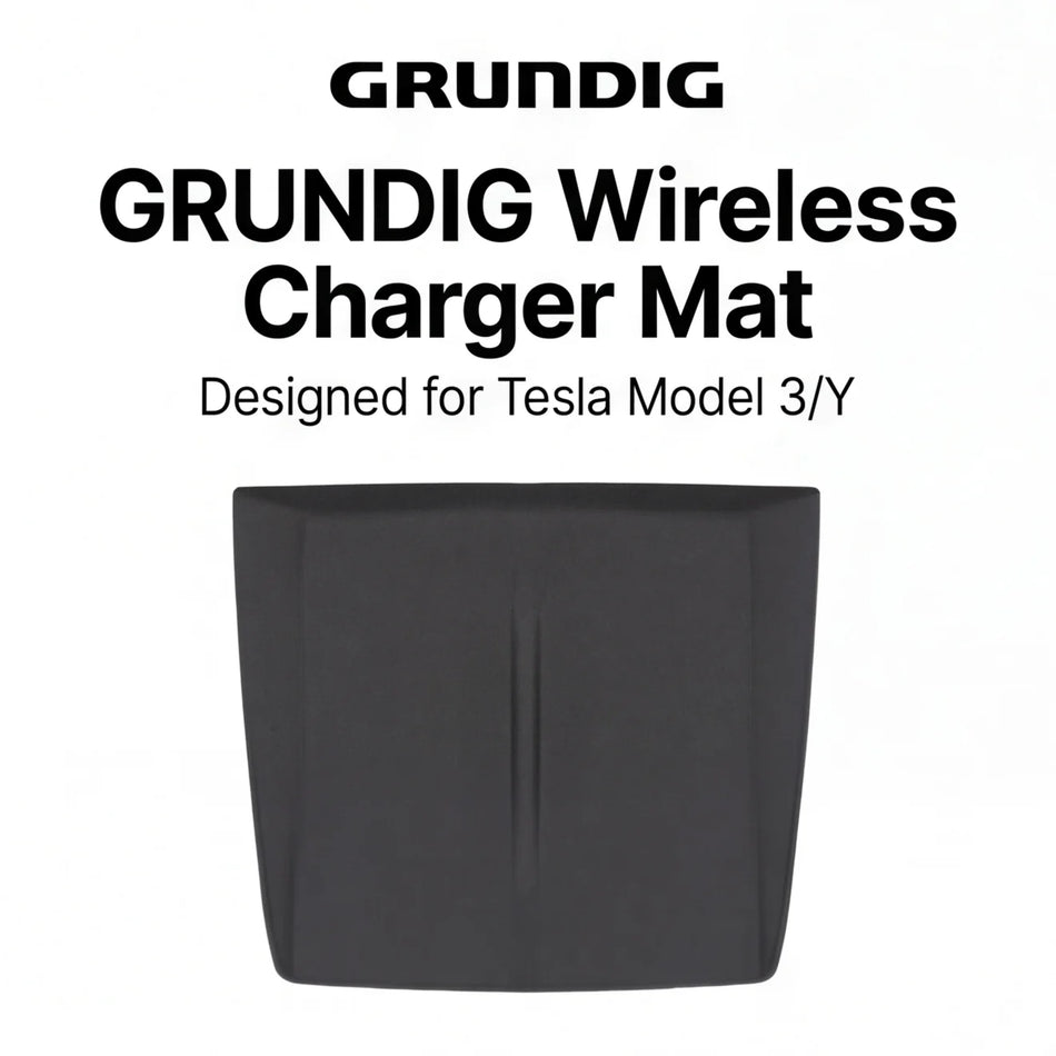 Tapis de chargeur sans fil pour console centrale Grundig pour Model 3 / Model Y | housse en silicone et support de recharge sans fil pour téléphone, accessoires intérieurs