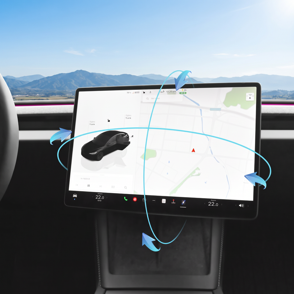 Tesla Screen Rotation Mount – Grundig Tilt & Swivel Center Display Bracket for Model 3 & Model Y