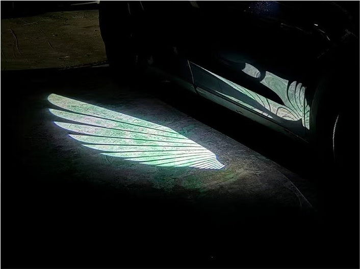 Side Rearview Mirror Welcome Lights Grundig for Tesla Model 3/Y, Angel Wing Door LED Universal Projector Light Car Accessories, Upgrade Unlocking Light on for 30 Seconds