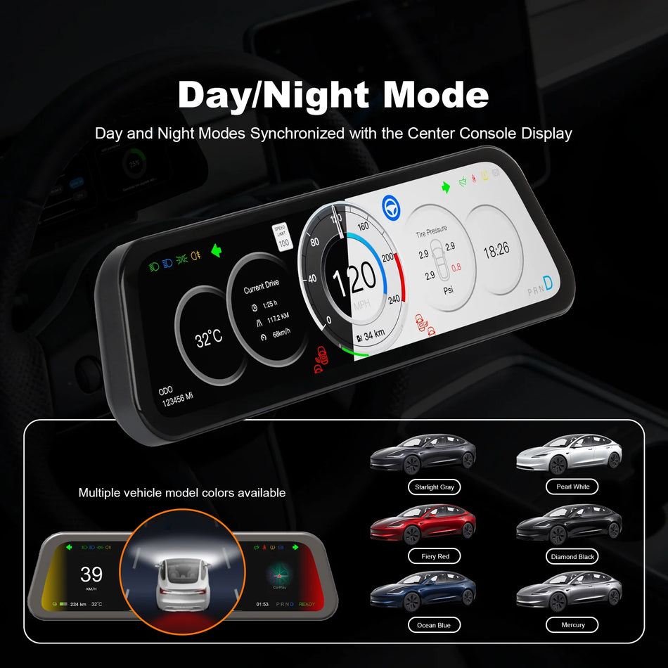 Grundig Digital Instrument Cluster for Tesla Model 3 & Model Y – 9.66" CarPlay