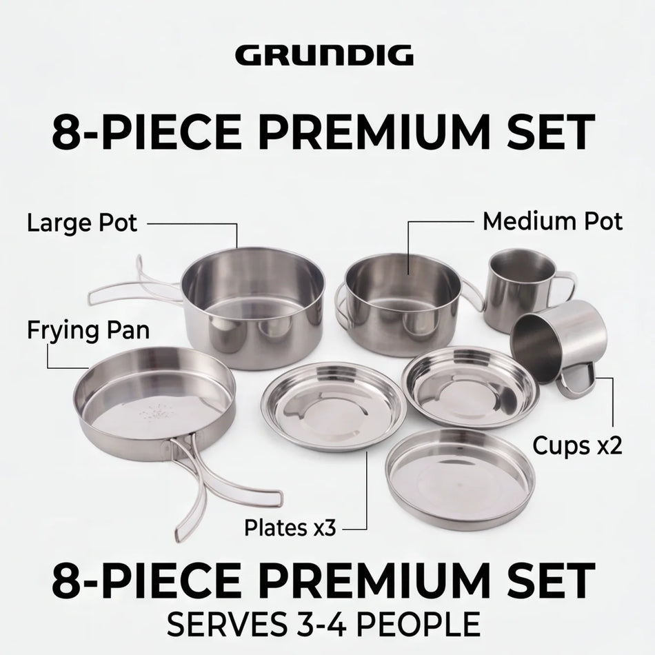 Grundig Backpacking Camping Cookware Mini Picnic Camping Cooking Mess Kit with Pot and Pan Set for Hiking
